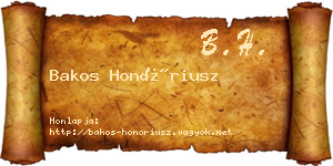 Bakos Honóriusz névjegykártya